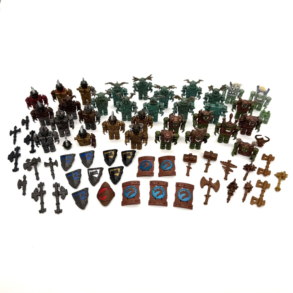 Mega Bloks Dragons Krystal Wars Knight and Orc Figure Lot with Weapons